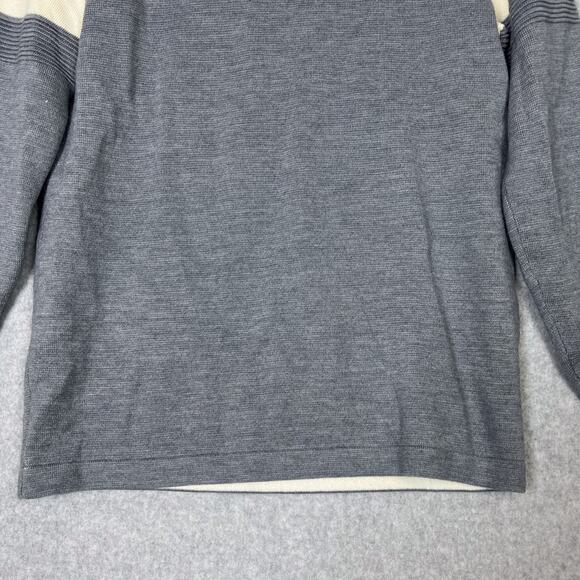 Banana Republic Sweater Men's Size M Grey Color Block Merino Wool Blend Crewneck - Picture 4 of 7
